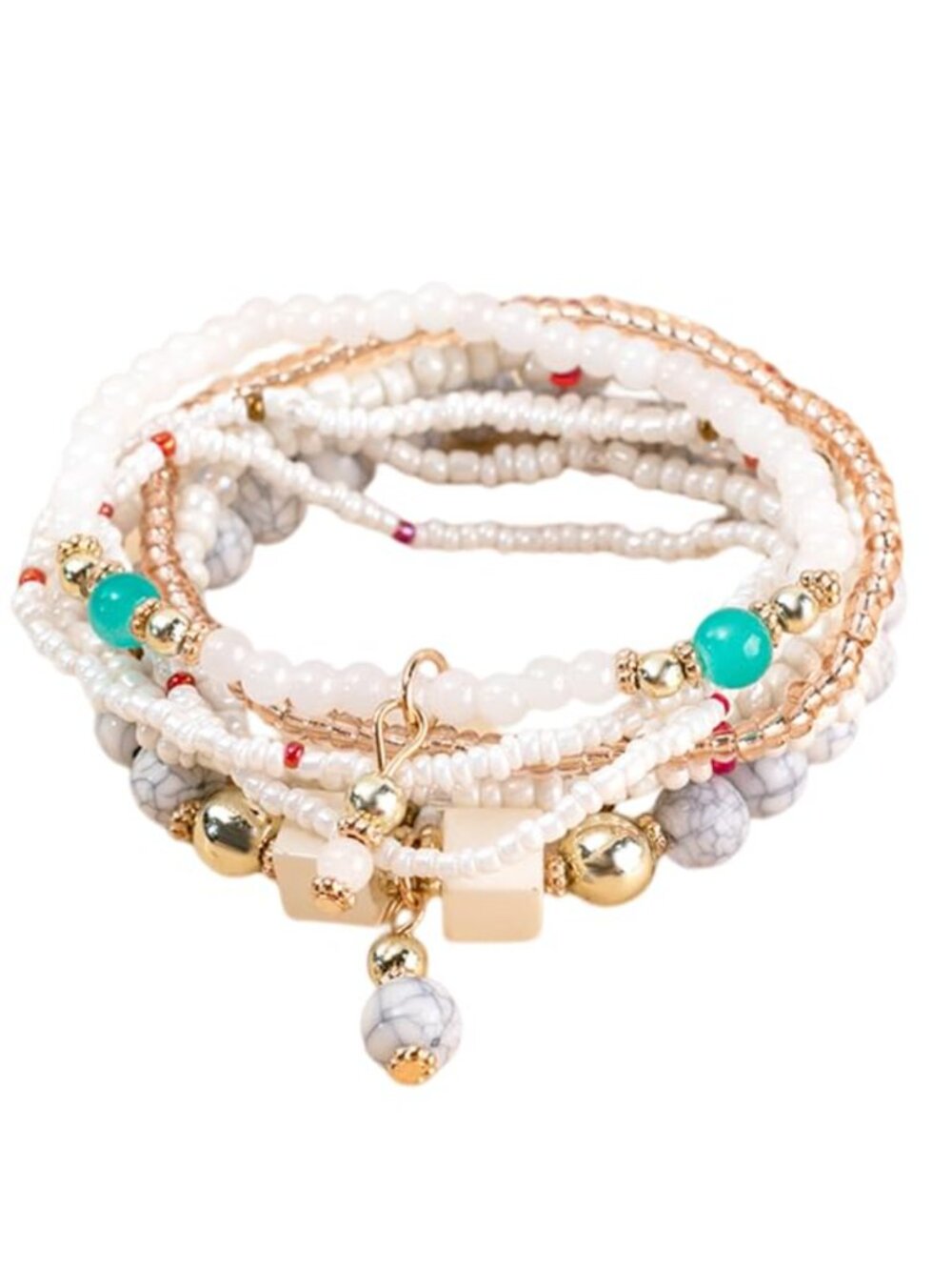 Layered Beaded Charm Bracelet Wrap Natural Stone Spiritual Relief Energy